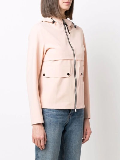 Shop Woolrich Logo-patch Hooded Zip-front Jacket In Pink