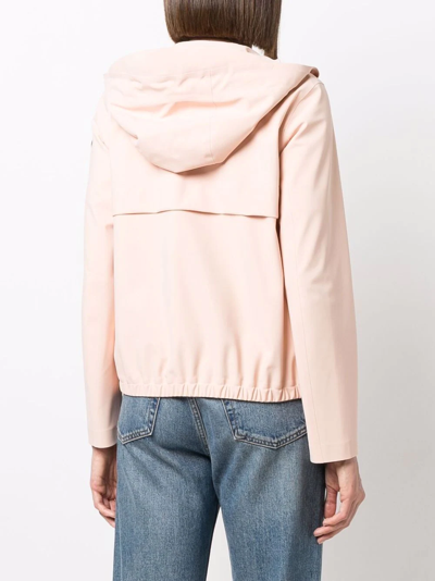 Shop Woolrich Logo-patch Hooded Zip-front Jacket In Pink