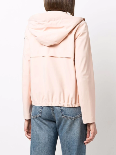 Woolrich Logo-patch Hooded Zip-front Jacket In Pink