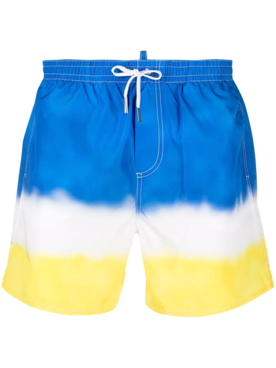 Shop Dsquared2 Gradient-effect Drawstring Swim Shorts In Blue
