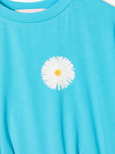 Shop Natasha Zinko Teen Cropped Floral-print T-shirt In Blue