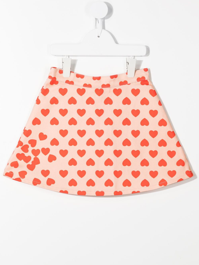 Shop Natasha Zinko Heart-print Denim Skirt In Orange