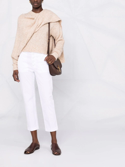 Shop Dondup Button-down Straight-leg Trousers In White
