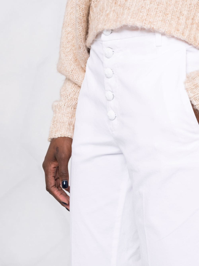 Shop Dondup Button-down Straight-leg Trousers In White