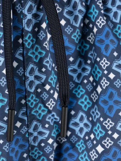 Tagliatore Pattern-print Swim Shorts In Blue