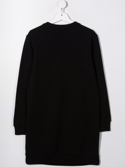 Shop Balmain Teen Sequin-embellished Jumper Dress In Black