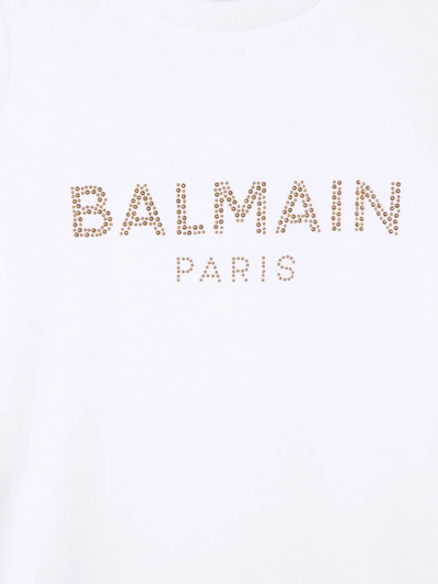 Shop Balmain Sequin-embellished Jumper Dress In White