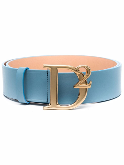 Shop Dsquared2 Logo Buckle Leather Belt In Blue