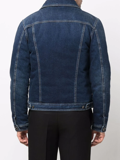 Shop Moorer Taburno-104 Padded Denim Jacket In Blue