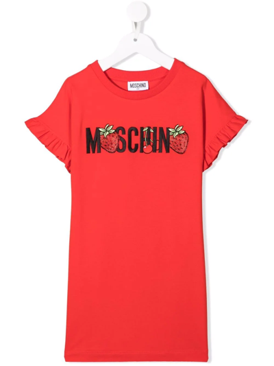 Shop Moschino Strawberry-logo T-shirt Dress In Red