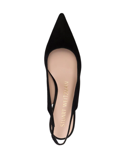 Shop Stuart Weitzman Stuart 60mm Slingback Pointed-toe Pumps In Black