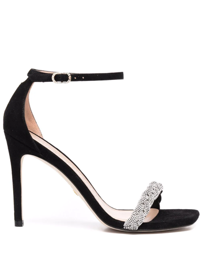 Shop Stuart Weitzman Sue 100mm Braided-strap Sandals In Black