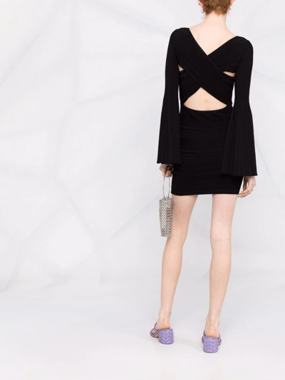 Antonino Valenti Crossover-back Pleated Mini Dress In Black