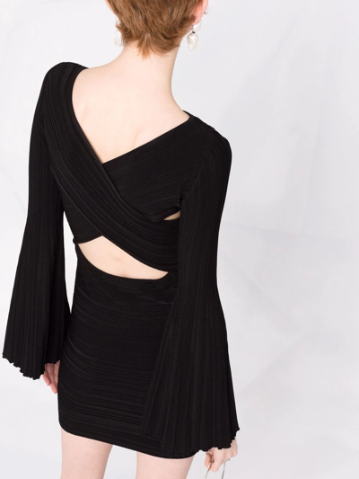 Shop Antonino Valenti Crossover-back Pleated Mini Dress In Black
