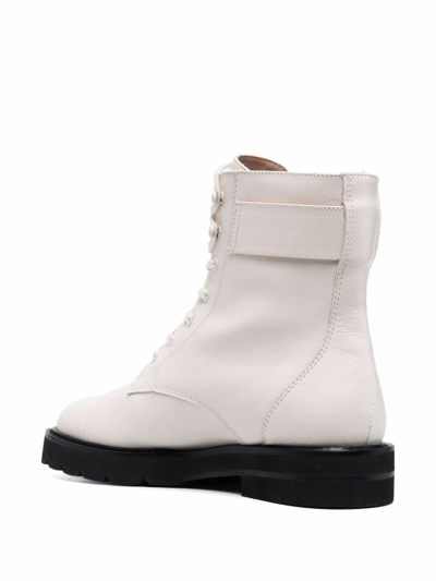 Shop Stuart Weitzman Buckle-strap Ankle Boots In White