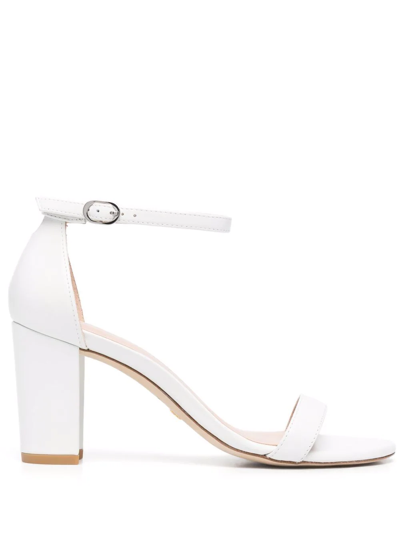 Shop Stuart Weitzman Nearlynude 80mm Block-heel Sandals In White