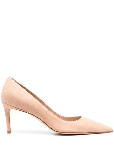 Stuart Weitzman Decolt In Camoscio Beige Tacco 75 Mm In Neutrals