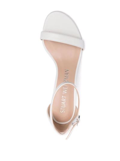 Shop Stuart Weitzman Nearlynude 80mm Block-heel Sandals In White