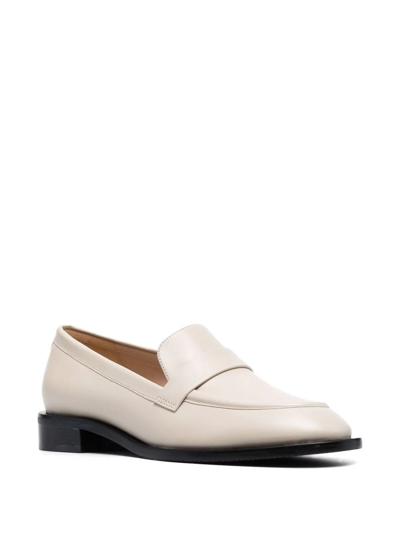 Shop Stuart Weitzman Palmer Sleek Round-toe Loafers In Neutrals