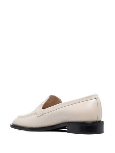 Shop Stuart Weitzman Palmer Sleek Round-toe Loafers In Neutrals