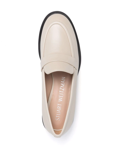 Shop Stuart Weitzman Palmer Sleek Round-toe Loafers In Neutrals