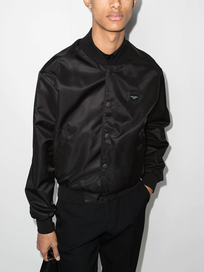 Dolce & Gabbana Logo-patch Zip-up Jacket In Black