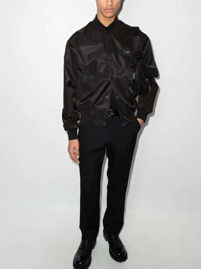 Shop Dolce & Gabbana Dg-plaque Bomber Jacket In Black