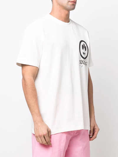 Shop Barrow Face-print T-shirt In White