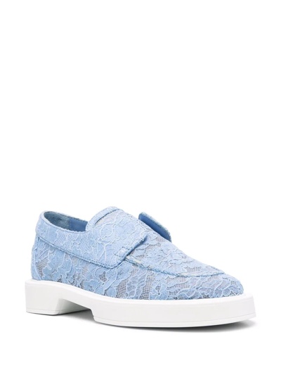 Shop Le Silla Lace Slip-on Loafers In Blue
