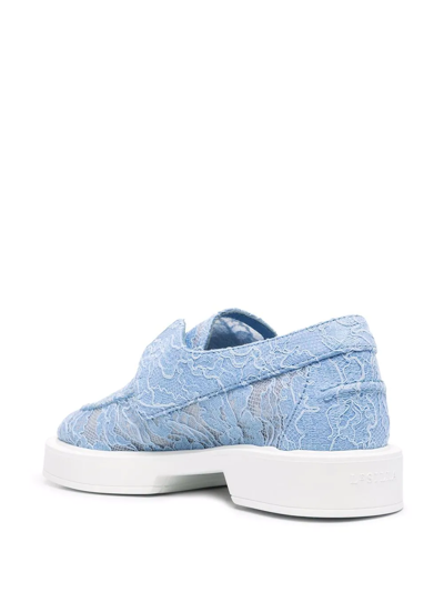 Shop Le Silla Lace Slip-on Loafers In Blue