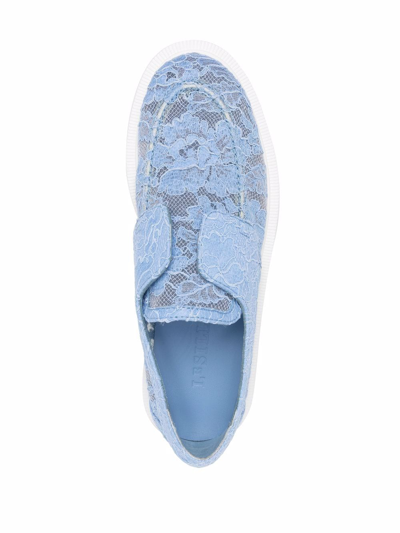 Shop Le Silla Lace Slip-on Loafers In Blue