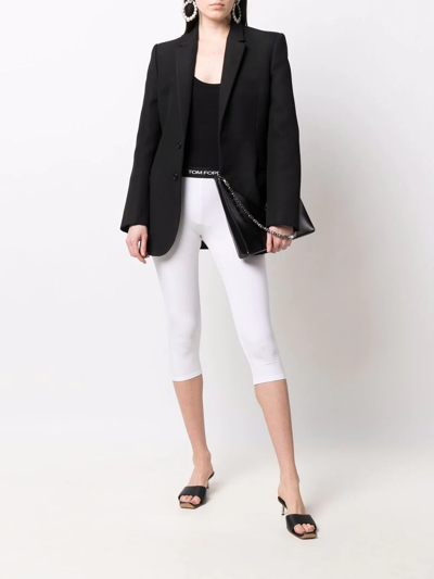 Shop Tom Ford Cropped Logo-waistband Leggings In White