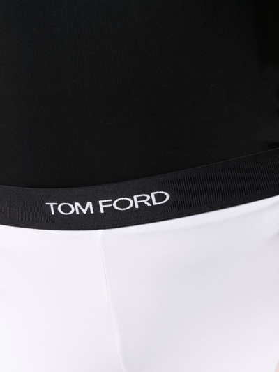 Shop Tom Ford Cropped Logo-waistband Leggings In White