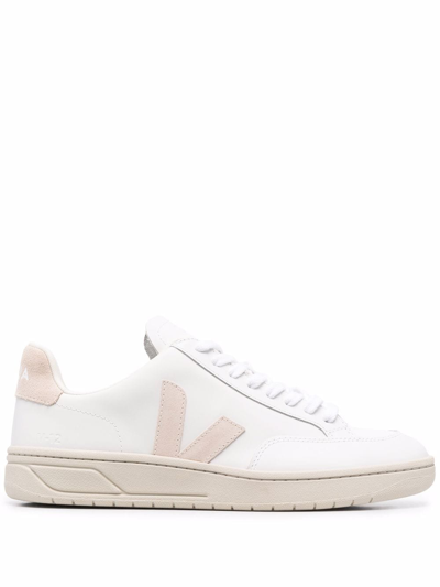 Shop Veja V-12 Low-top Leather Sneakers In White