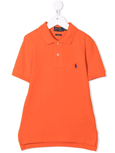 Shop Ralph Lauren Embroidered-logo Polo Shirt In Orange