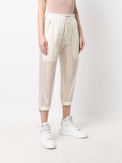 Shop Rick Owens Cropped Drawstring Trousers In Neutrals