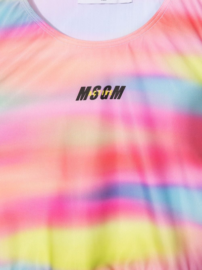 Shop Msgm Teen Abstract-print Cropped Top In Pink