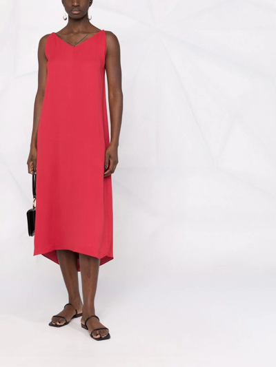Fabiana Filippi Bead-embellished Slip Dress In Red