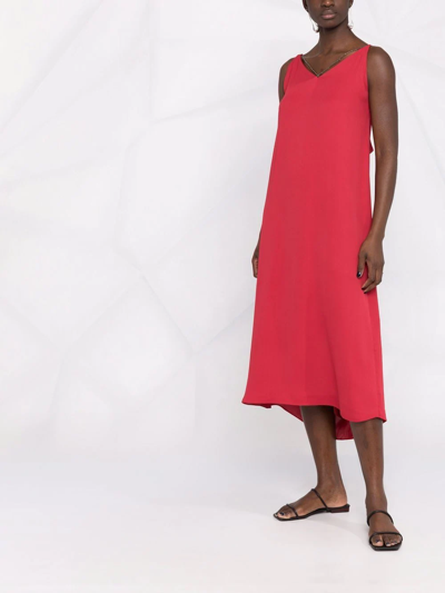 Fabiana Filippi Bead-embellished Slip Dress In Red