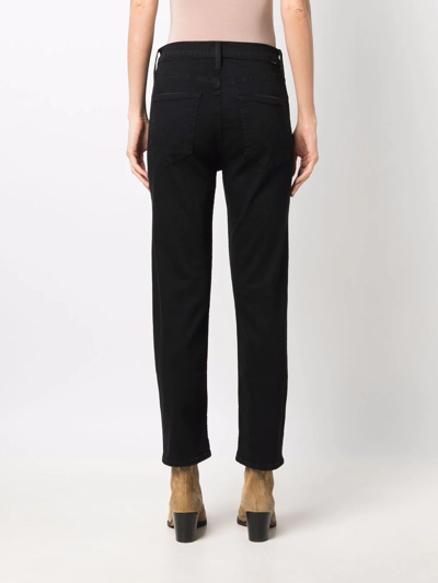 Shop Mother Rider High-rise Cropped-leg Jeans In Black