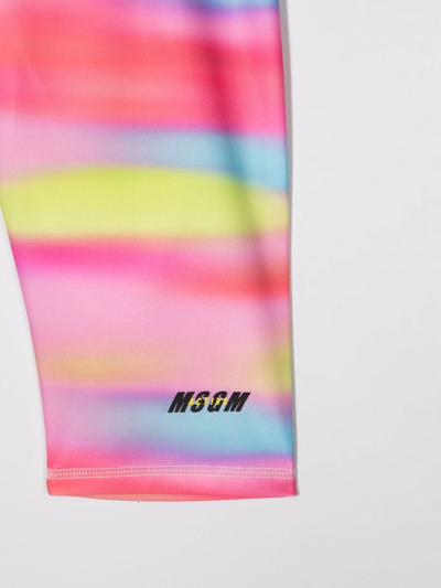 Shop Msgm Abstract-print Cycling Leggings In Pink