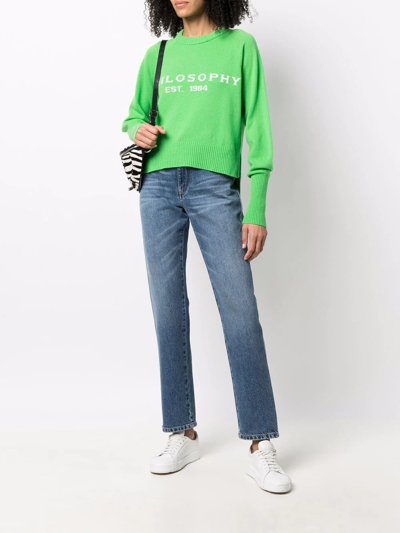 Shop Philosophy Di Lorenzo Serafini Logo-intarsia Crew-neck Jumper In Green