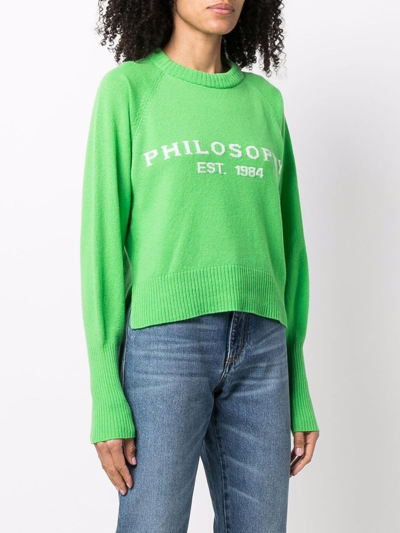 Shop Philosophy Di Lorenzo Serafini Logo-intarsia Crew-neck Jumper In Green