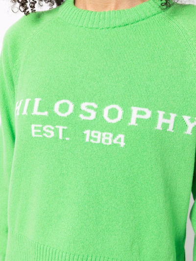Shop Philosophy Di Lorenzo Serafini Logo-intarsia Crew-neck Jumper In Green
