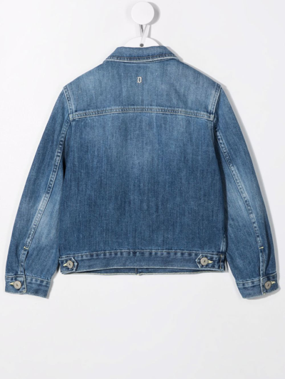 Shop Dondup Single-breasted Denim Jacket In Blue