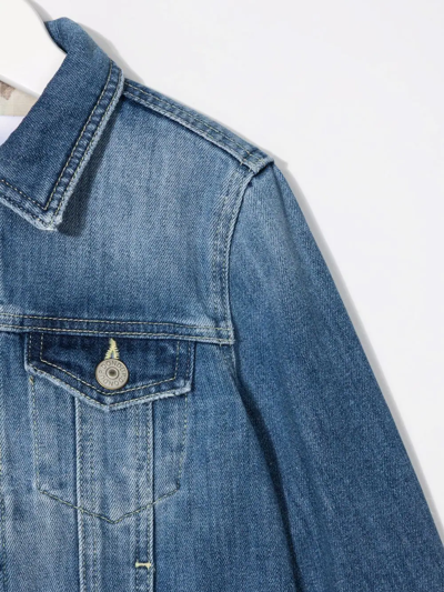 Shop Dondup Single-breasted Denim Jacket In Blue