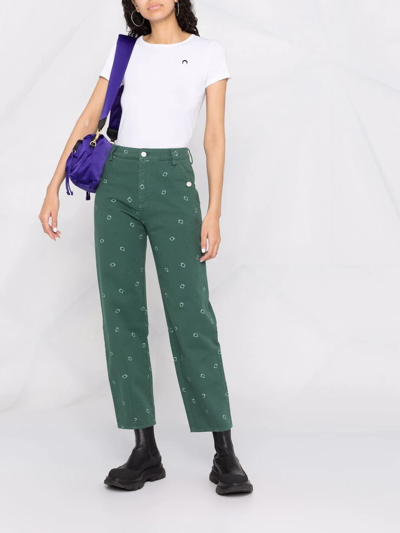 Kenzo Paisley-print Cropped Trousers In Green
