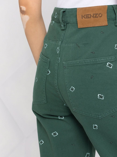 Kenzo Paisley-print Cropped Trousers In Green