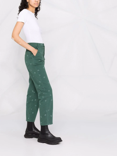 Shop Kenzo Paisley-print Cropped Trousers In Green