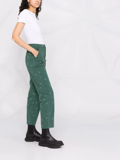 Kenzo Paisley-print Cropped Trousers In Green